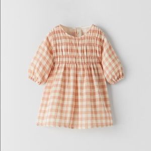 NWT Zara 18-24m textured gingham dress with smocking